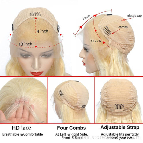 Wholesale Price 613 Front Lace Wig Real Human Hair 13x4 Real Length Blond Real Human Hair Wig 180% Density Brazilian Real Hair